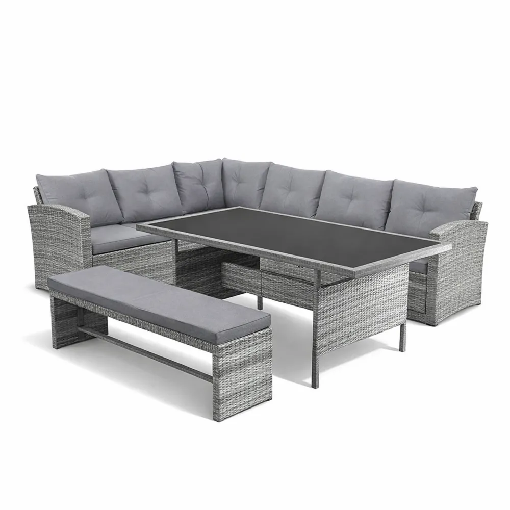 Ensemble de Jardin 8 Places avec Table et Coussins Confortables