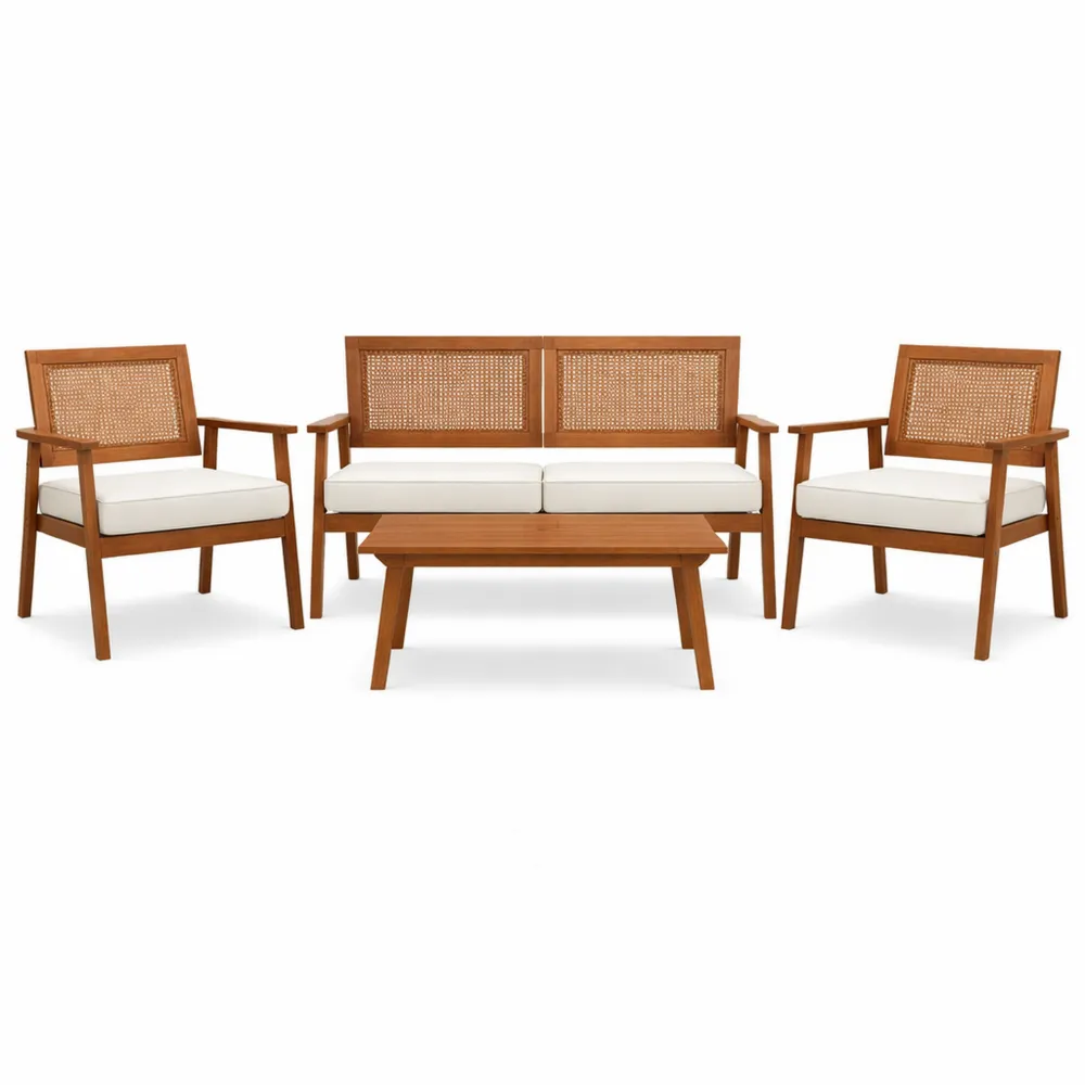 Ensemble de Jardin en Rotin avec Canapé et Fauteuils