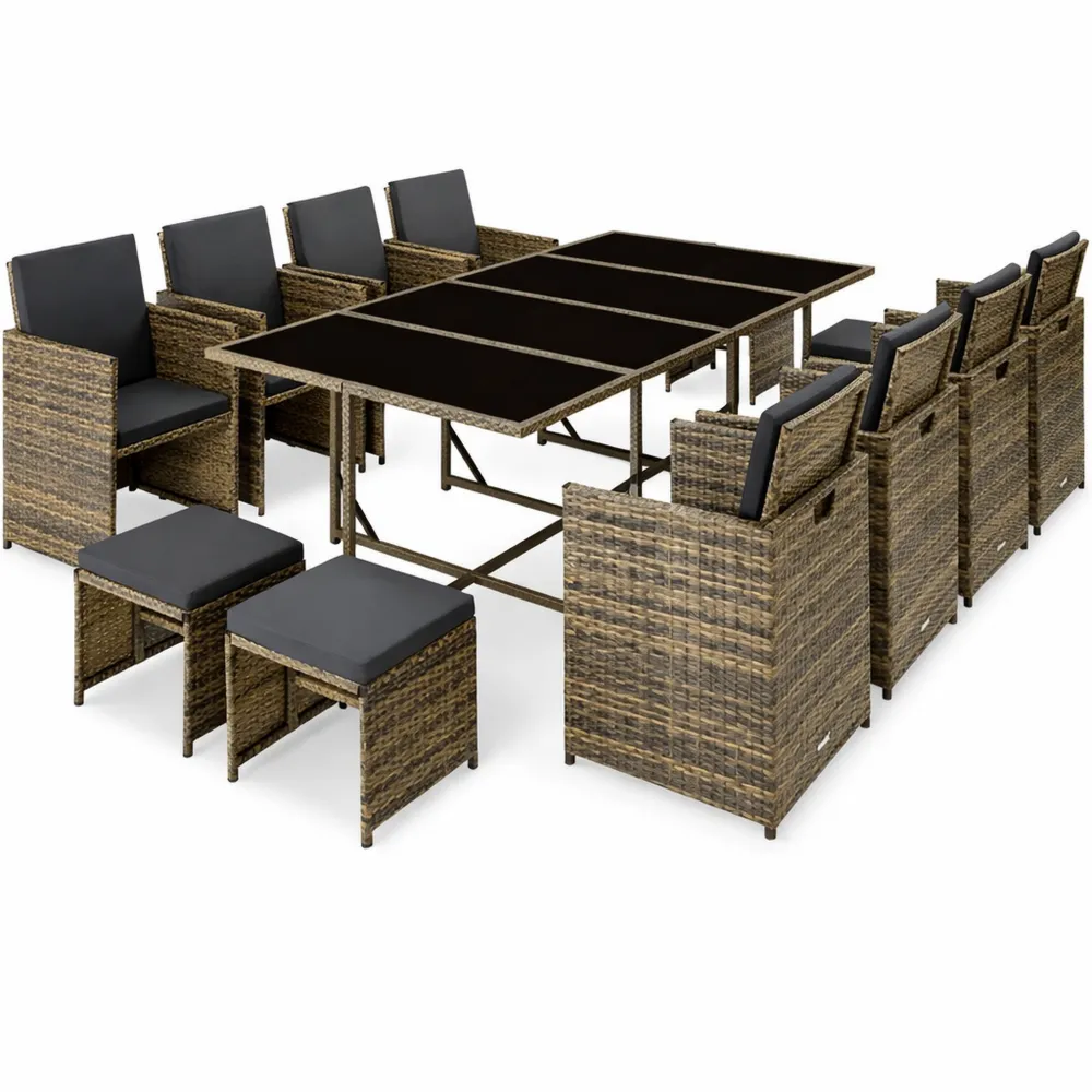 Ensemble de Jardin en Résine avec Chaises et Tabourets