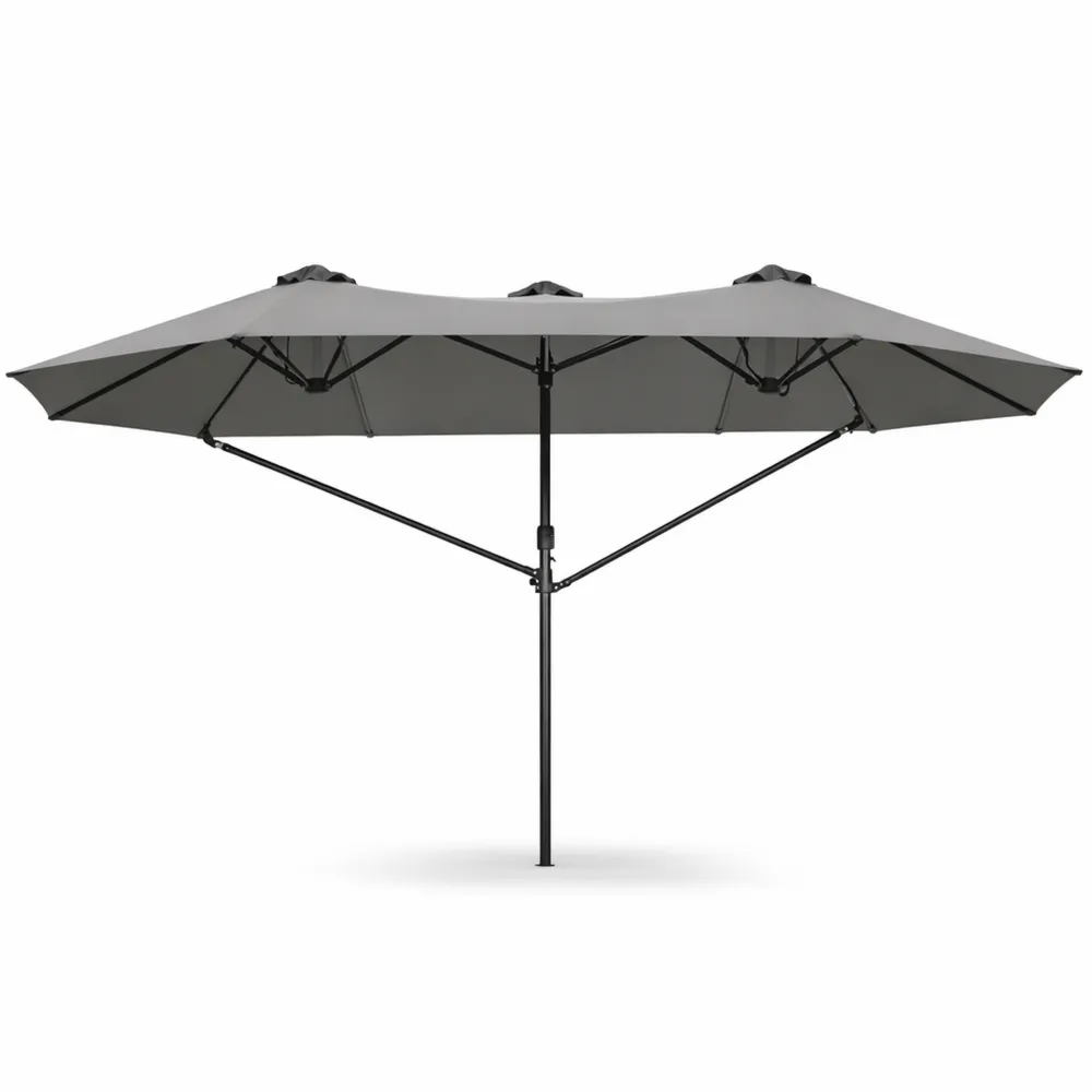 Grand parasol rectangulaire double avec manivelle, protection UV 50+, résistant au vent pour extérieur