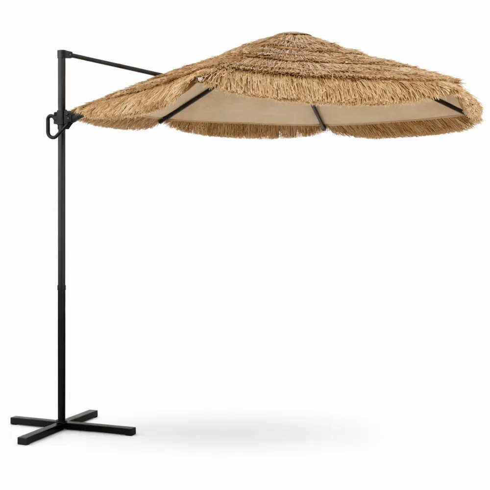 Parasol de Plage Tropical avec Double Toit et Manivelle