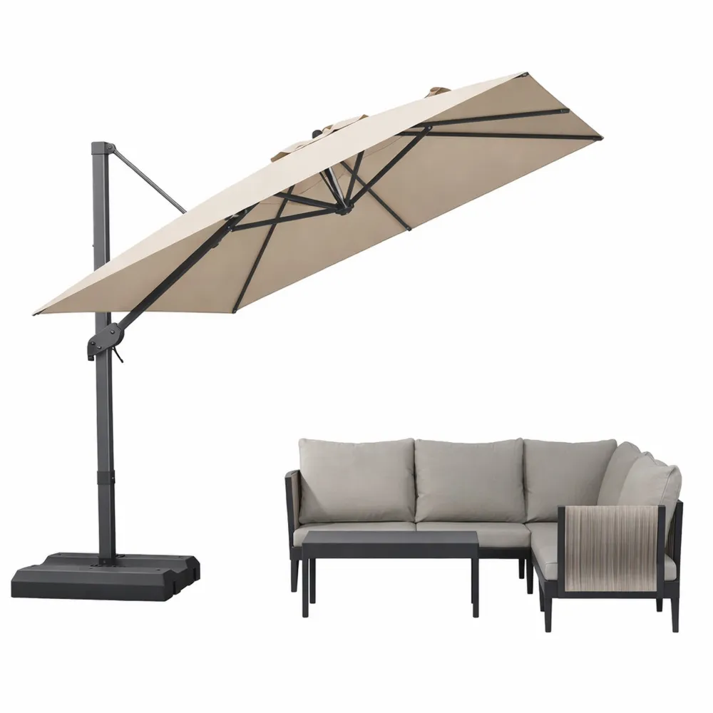 Parasol carrée 2,7x2,7 m réglable pour jardin ou terrasse