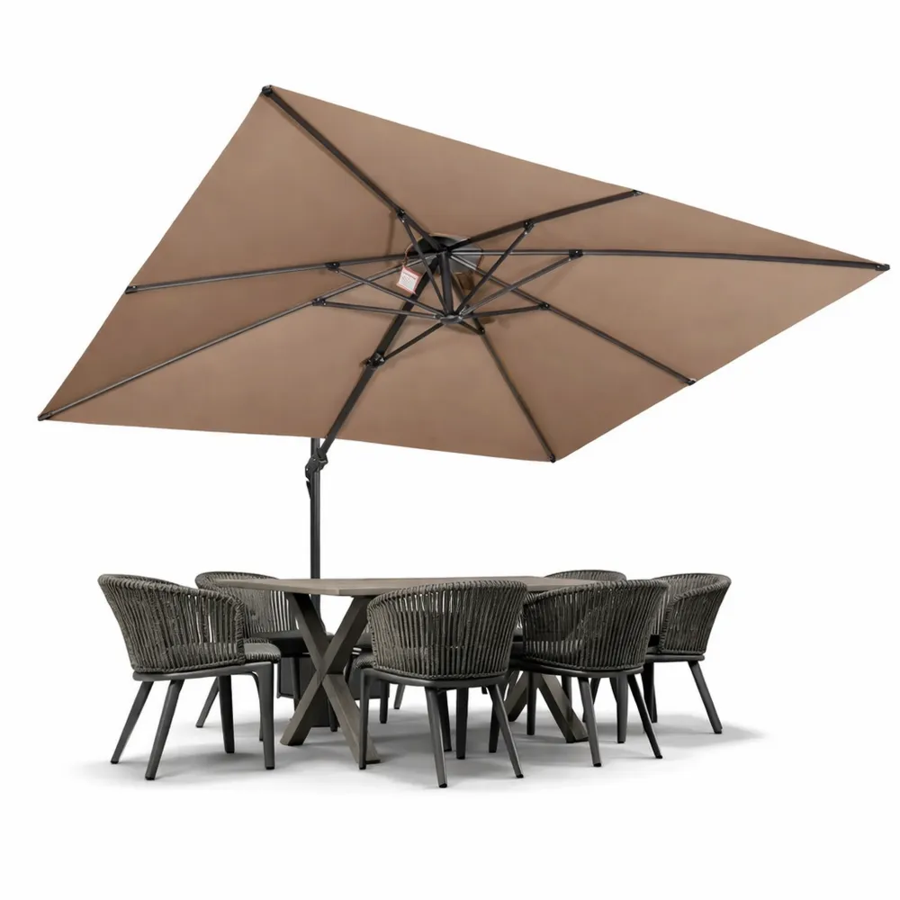 Parasol rectangulaire déporté 3x4m avec protection solaire UPF 50+