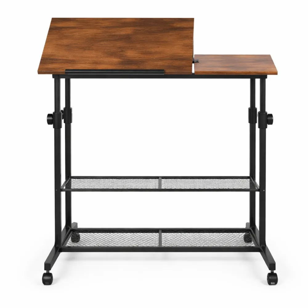 Table Haute Réglable avec Roulettes, Bureau Inclinable pour Ordinateur Portable