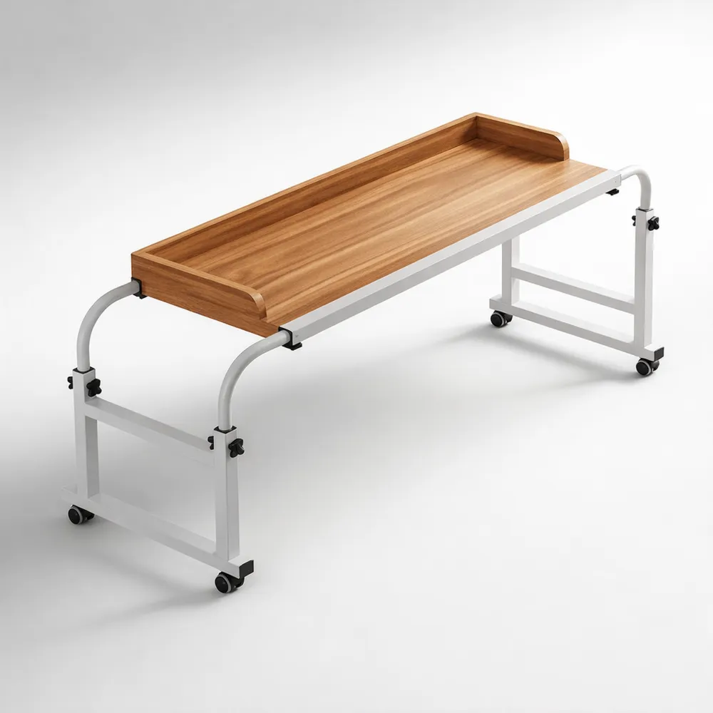 Bureau à roulettes polyvalent pour lit, table de travail ajustable