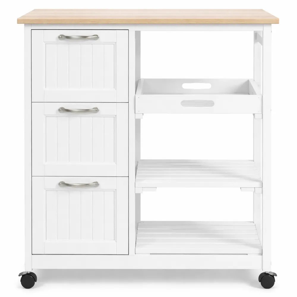 Chariot de Cuisine Mobile avec Tiroirs et Étagères