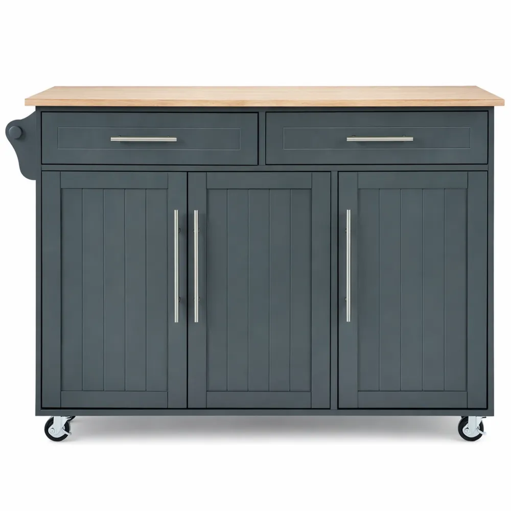 Chariot de cuisine à roulettes avec étagères réglables et tiroirs