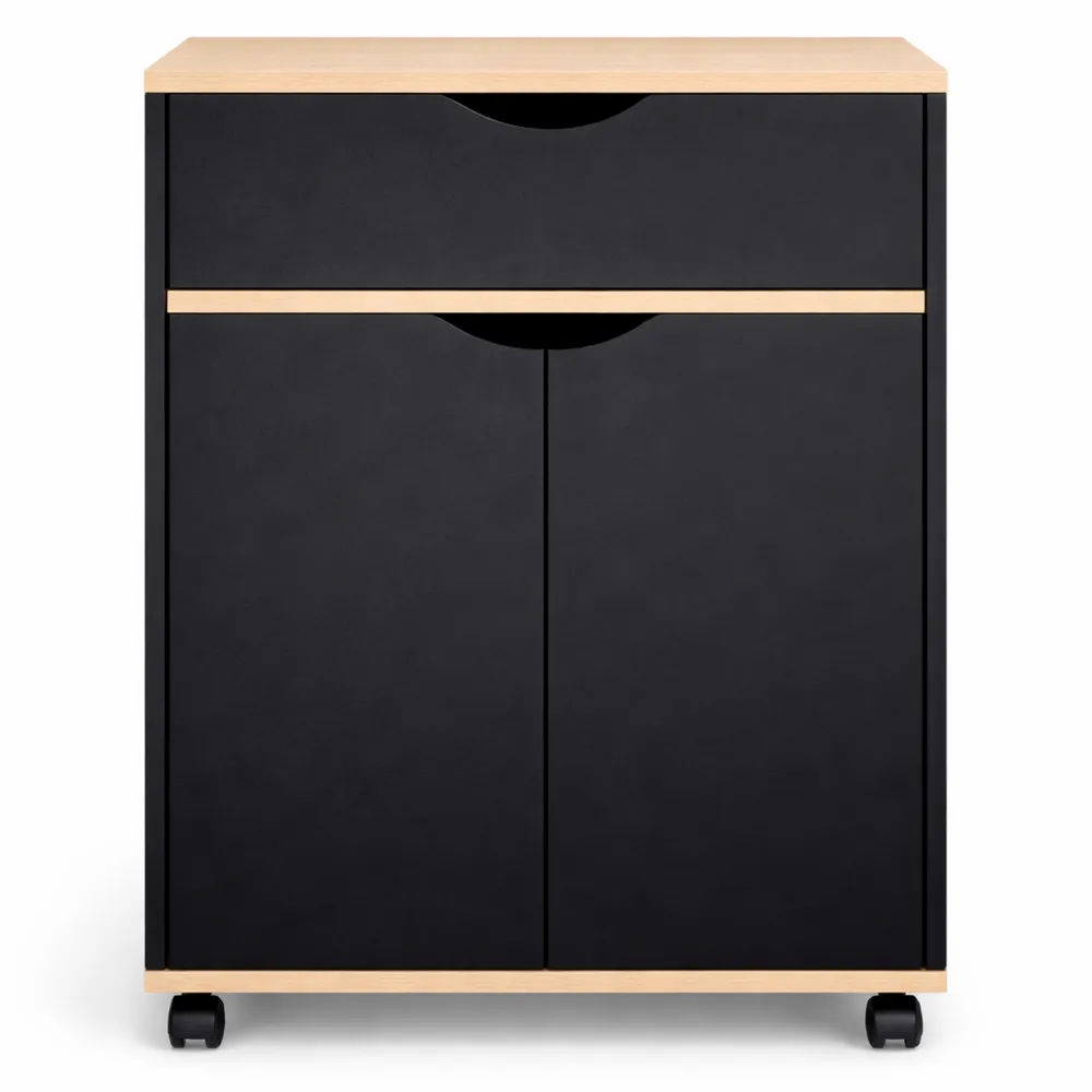 Desserte de cuisine avec tiroir et plateaux en bois noir