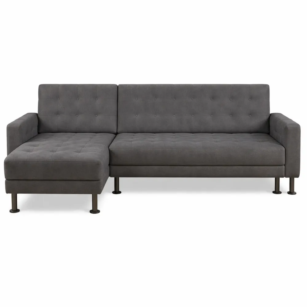Grand canapé d'angle réversible et convertible 4 places en tissu gris