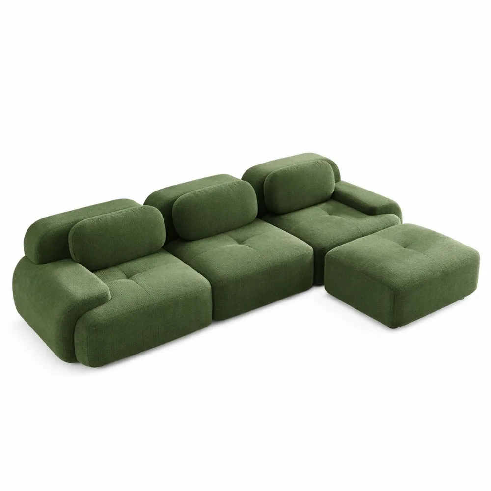 Canapé d'angle modulable en velours cossu, extra profond pour salon moderne