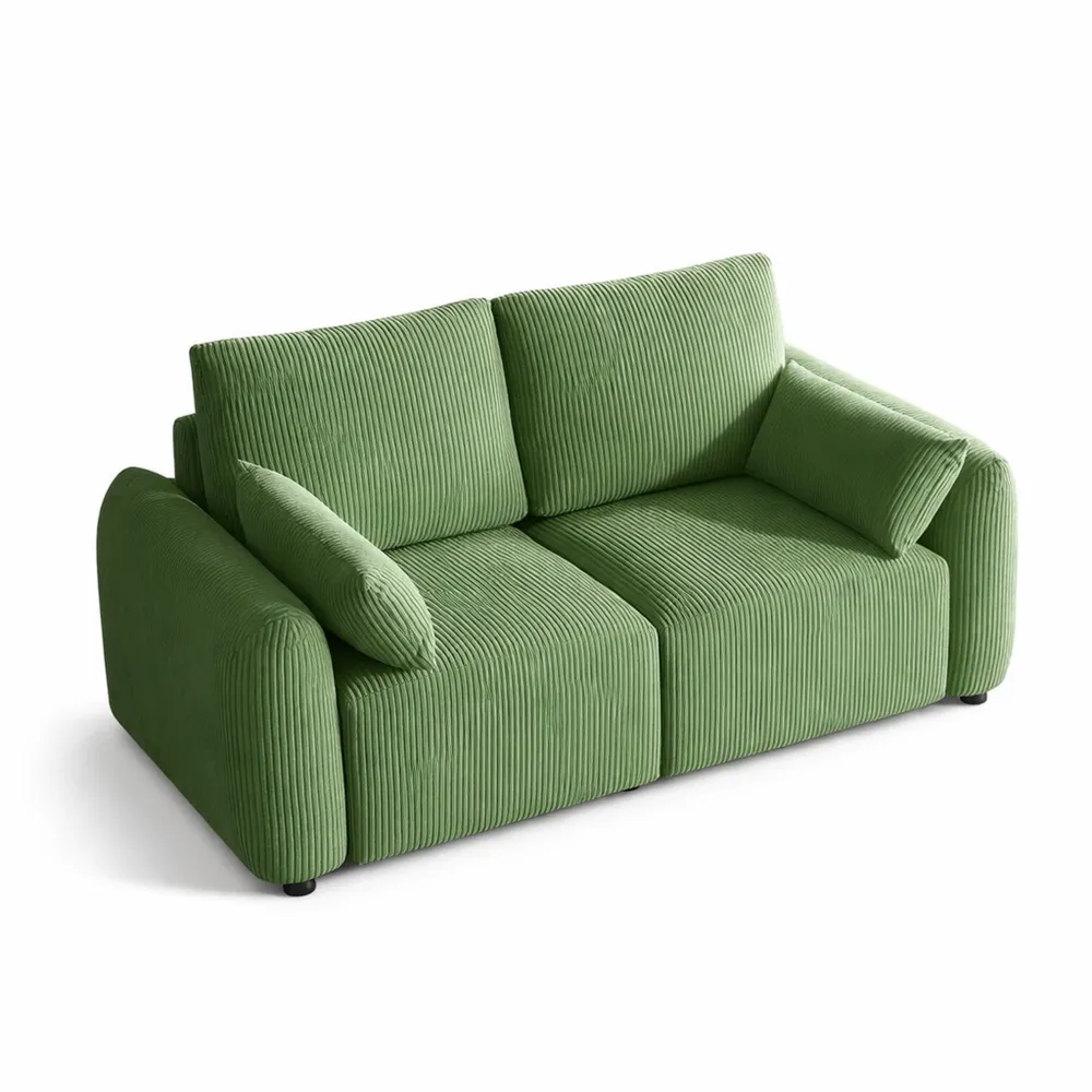 Canapé d'angle convertible modulable en velours côtelé - 2 places