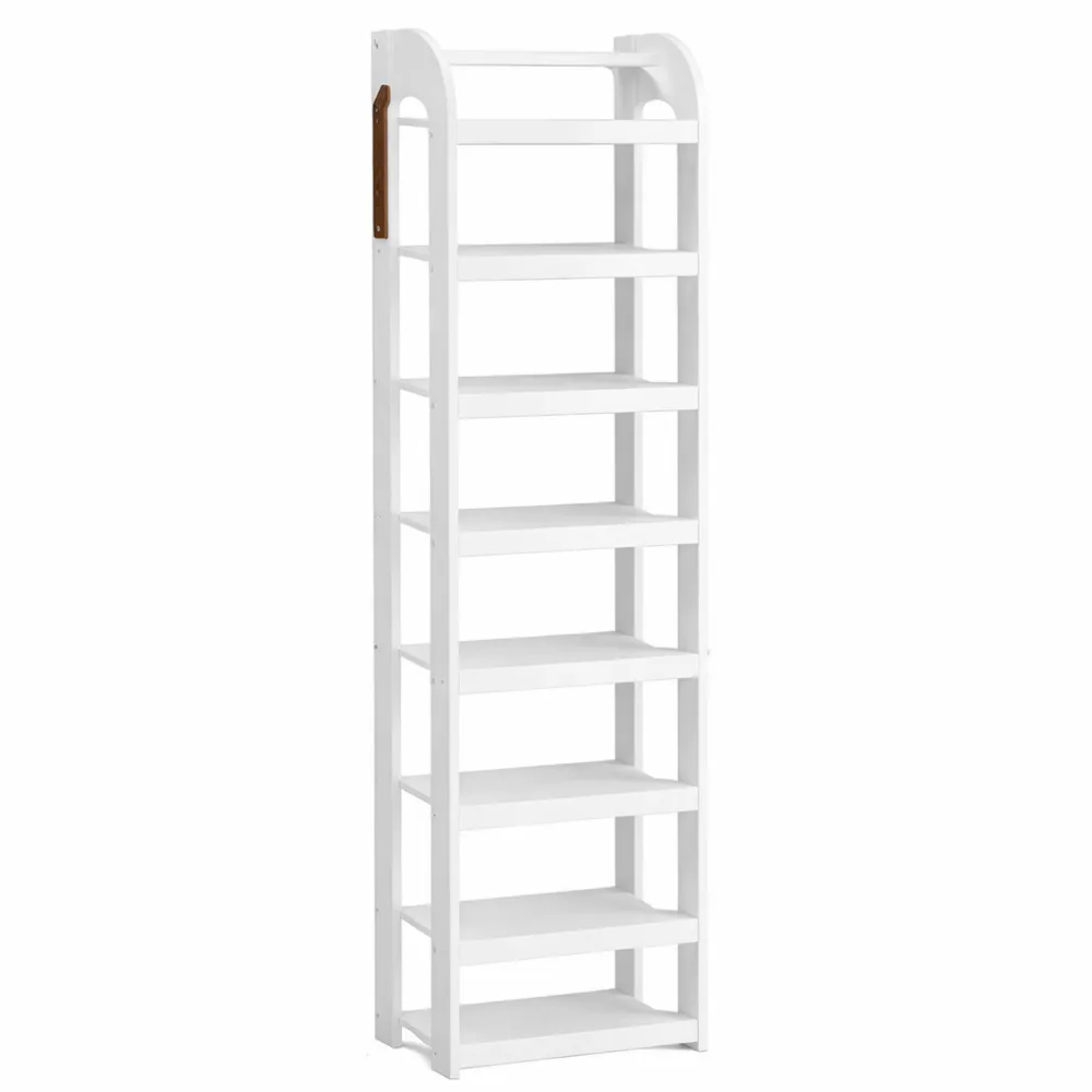 Étagère à chaussures verticale 11 niveaux ajustable avec crochets, idéale pour armoire et entrée, blanc