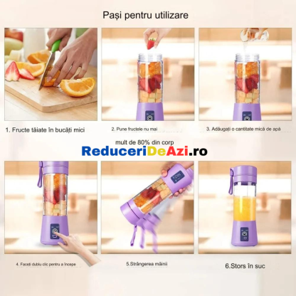 Blender portabil, cu baterie proprie, pentru fructe si legume