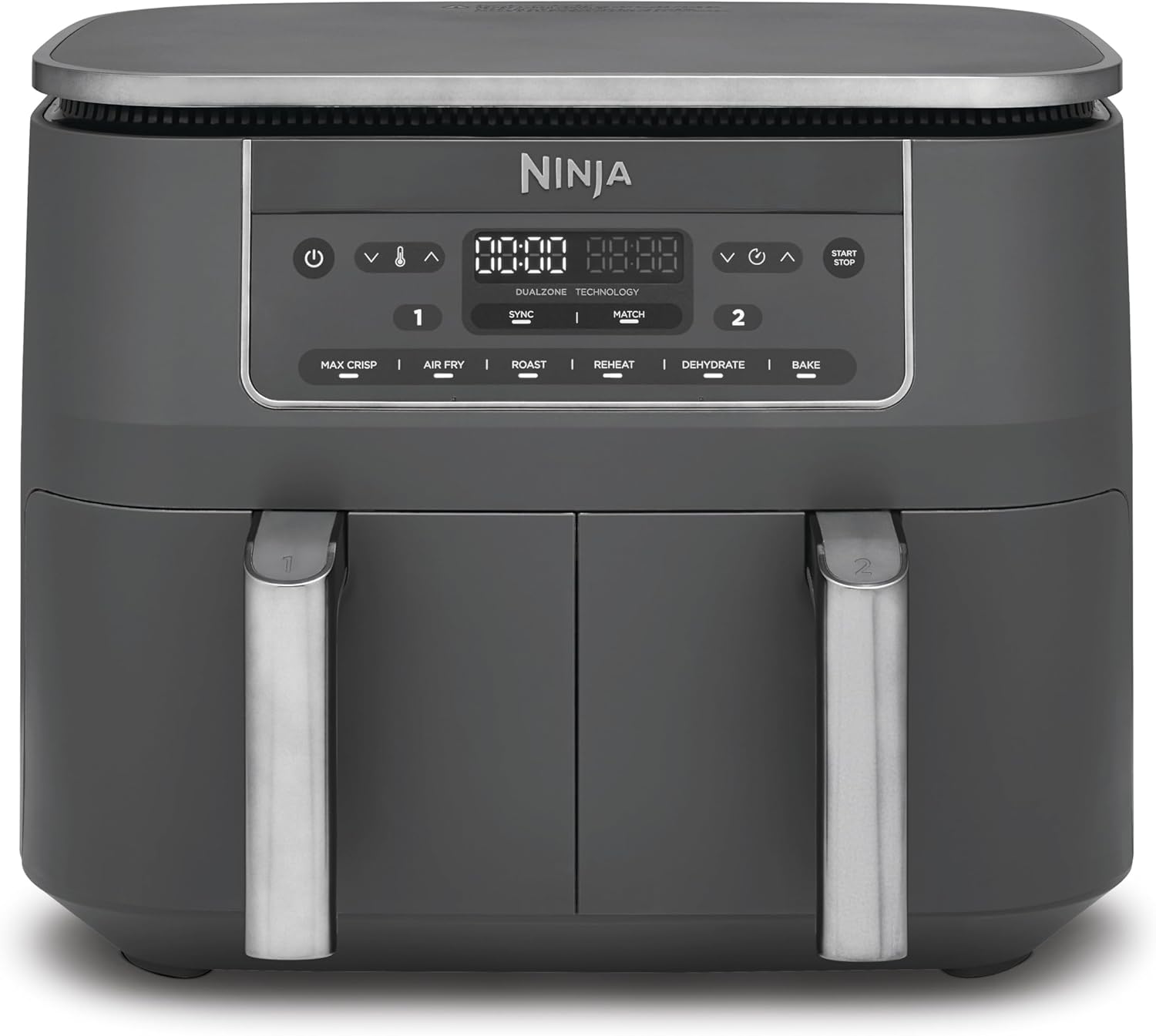 🔥Clearance Sale🔥Ninja Air Fryer Dual Zone Digital, Electric Air Fryer, 2 Compartments, 7.6 L, 6-in-1, Oil Free Fryer, Max Crisp, Roast, Bake, Dehydrate, Warm, Metal Grey DZ300EU