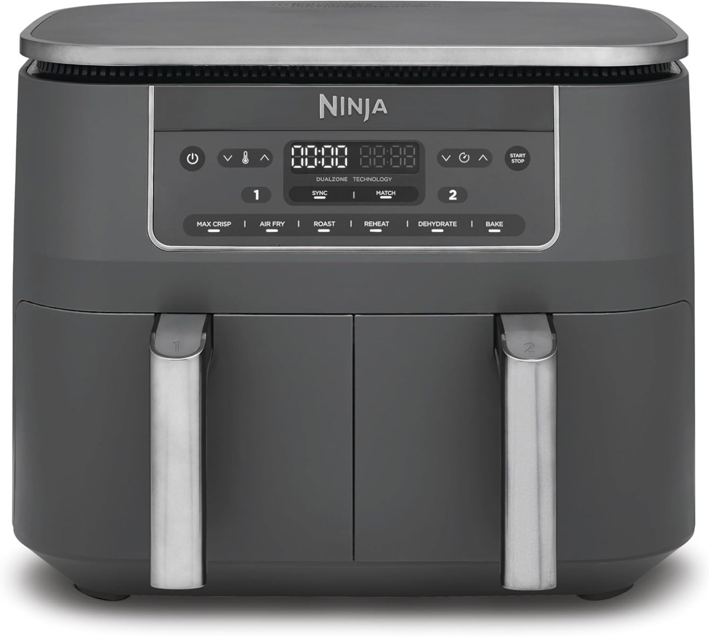 🔥Clearance Sale🔥Ninja Air Fryer Dual Zone Digital, Electric Air Fryer, 2 Compartments, 7.6 L, 6-in-1, Oil Free Fryer, Max Crisp, Roast, Bake, Dehydrate, Warm, Metal Grey DZ300EU