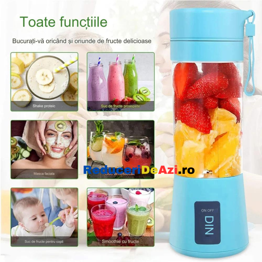 Blender portabil, cu baterie proprie, pentru fructe si legume