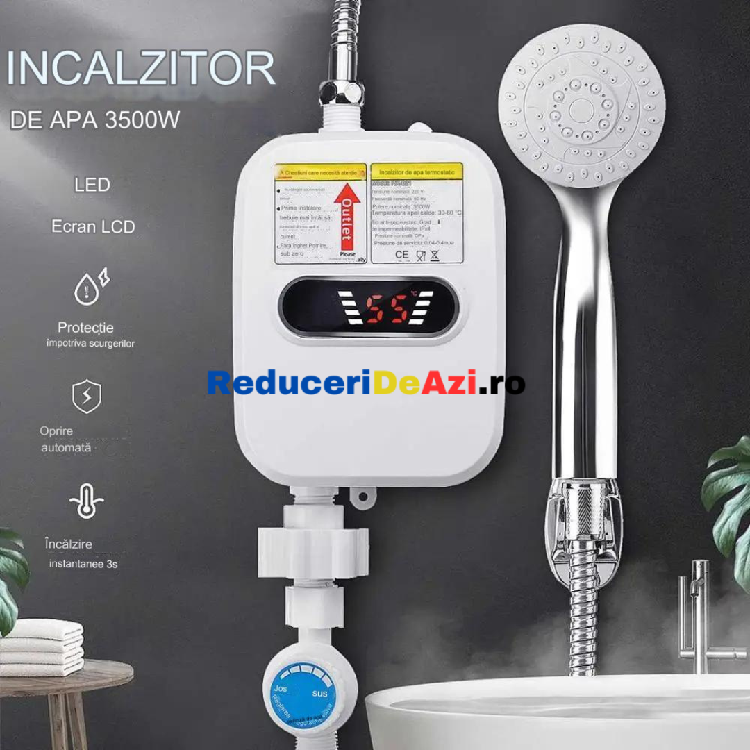 Boiler electric instant pentru apa calda, cu afisaj digital, 3500W