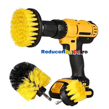 Set 3 perii de curatare cu adaptor pentru bormasina sau autofiletanta