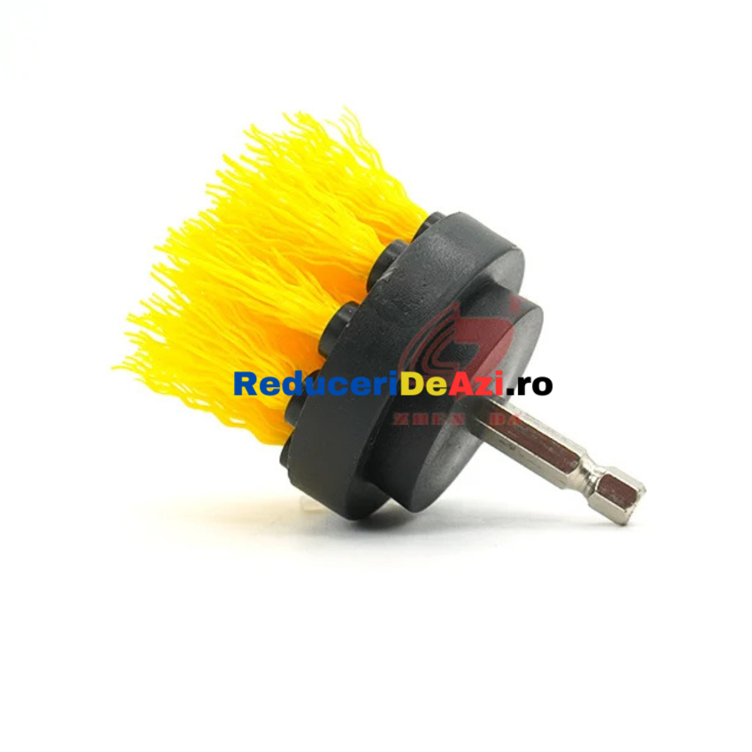 Set 3 perii de curatare cu adaptor pentru bormasina sau autofiletanta