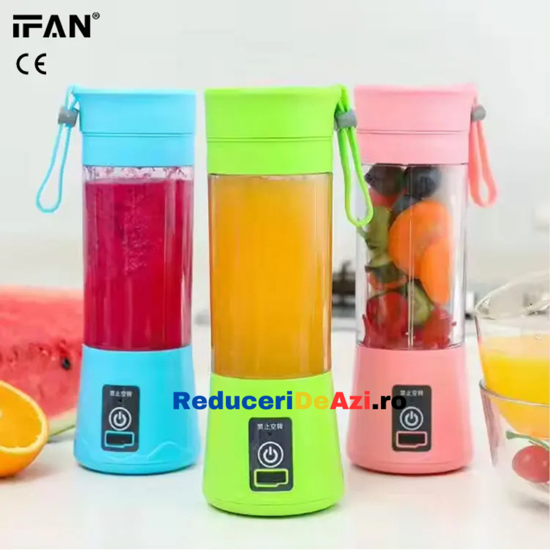 Blender portabil, cu baterie proprie, pentru fructe si legume