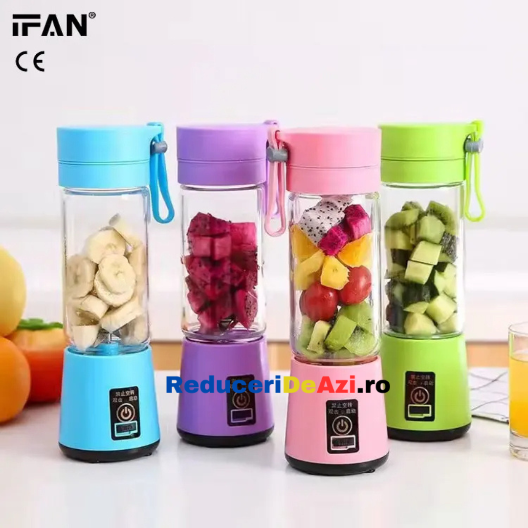 Blender portabil, cu baterie proprie, pentru fructe si legume