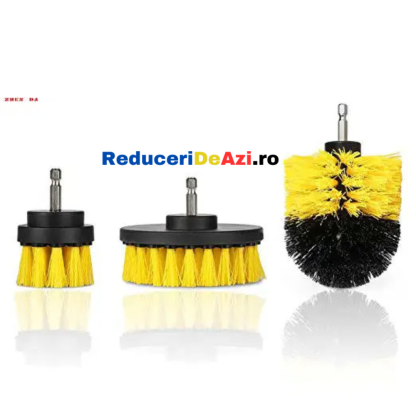 Set 3 perii de curatare cu adaptor pentru bormasina sau autofiletanta
