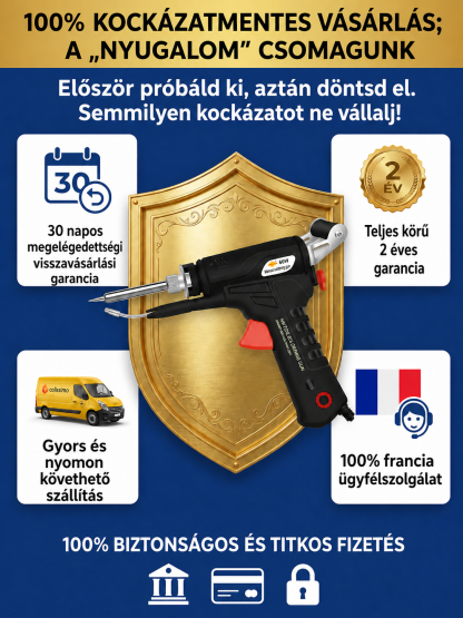 【50% AKCIÓ】Profi Egykezes Automata Forrasztópisztoly - Állítható Hőmérséklet (90-480°C)