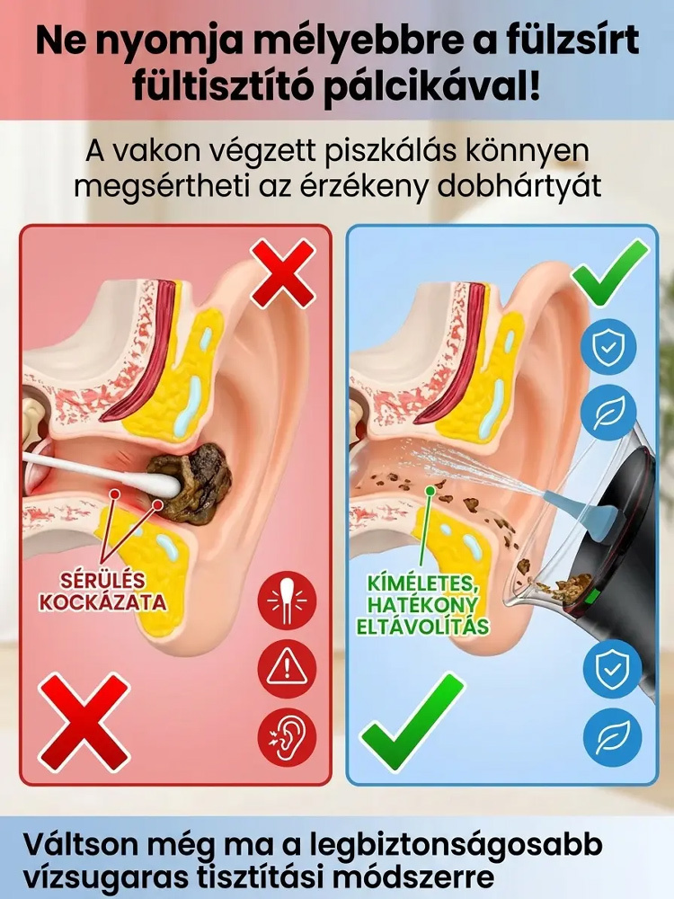 Hordozható kézi fülmosó eszköz
