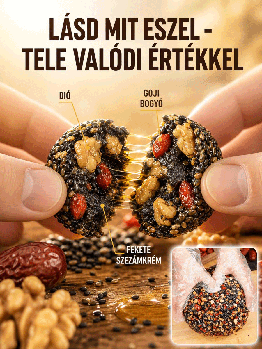 Ősi Keleti Vitalitás Golyó - Fekete Szezámmal és Dióval a Dús Hajért (100% Természetes)