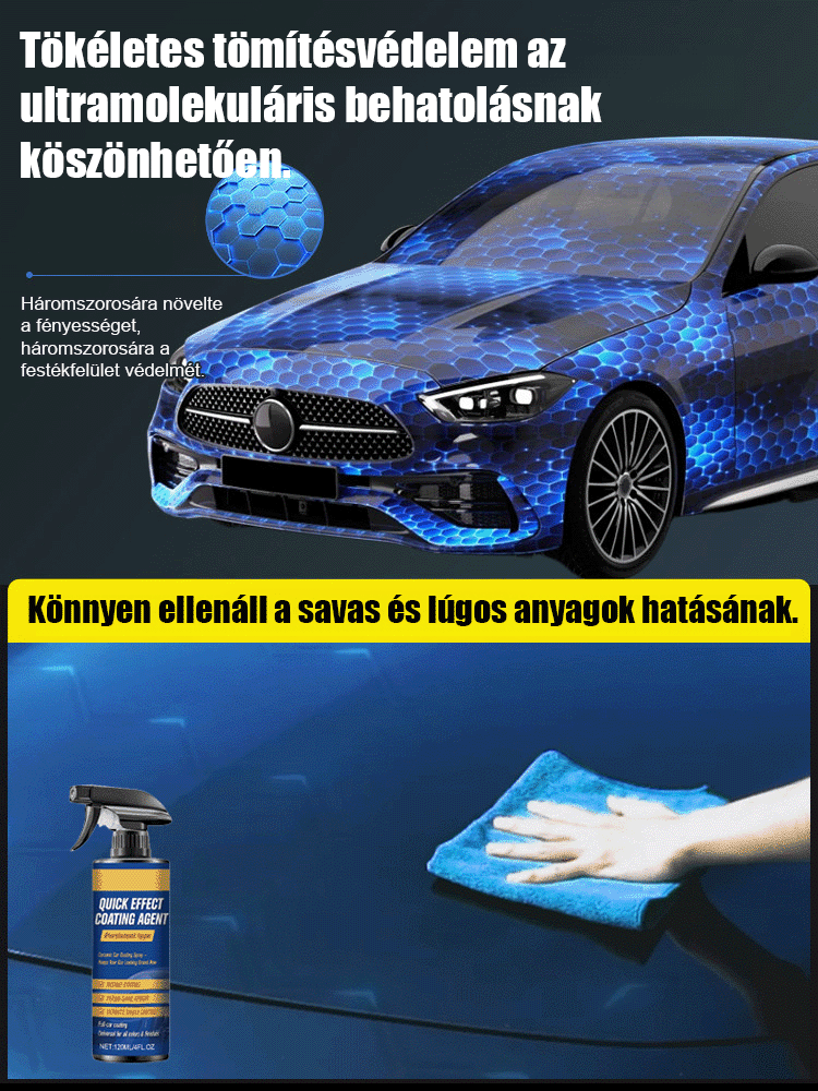 "3 az 1-ben Gyors Kerámia Bevonat és Karcjavító Spray – 3 Perces Tükörfény  "