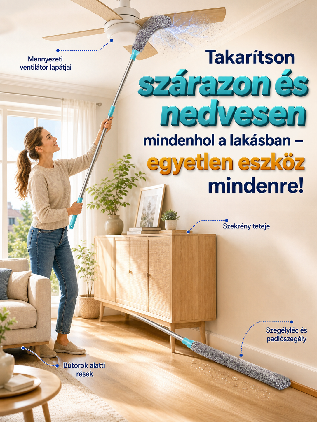 👍Varázslatos Teleszkópos Rés-Tisztító | Hajlítható Mikroszálas Por-Mágnes (50% Akció)