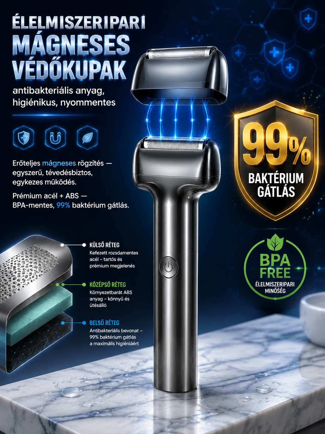 👍Prémium Német Precíziós Elektromos Borotva - Fájdalommentes, IPX6 Vízálló, 60 Nap Akku (🔥50% AKCIÓ + INGYENES SZÁLLÍTÁS)