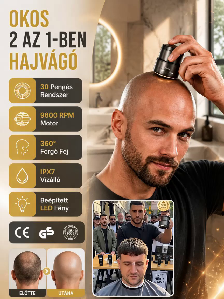 80% Akció🔥Intelligens 2-az-1-ben Férfi Borotva és Hajvágó – Vízálló, Zéró Bőrirritáció