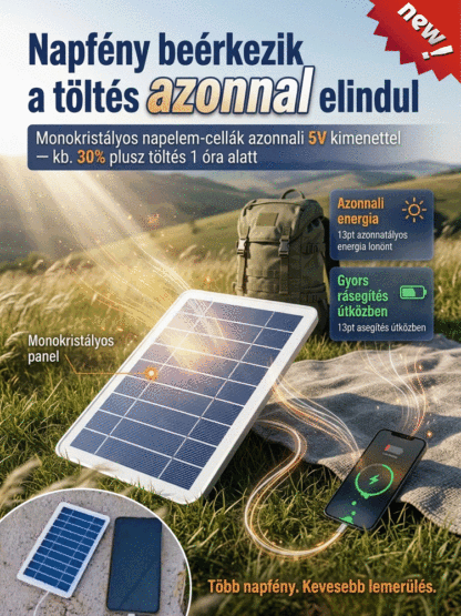 Hordozható, multifunkcionális napelemes töltőpanel