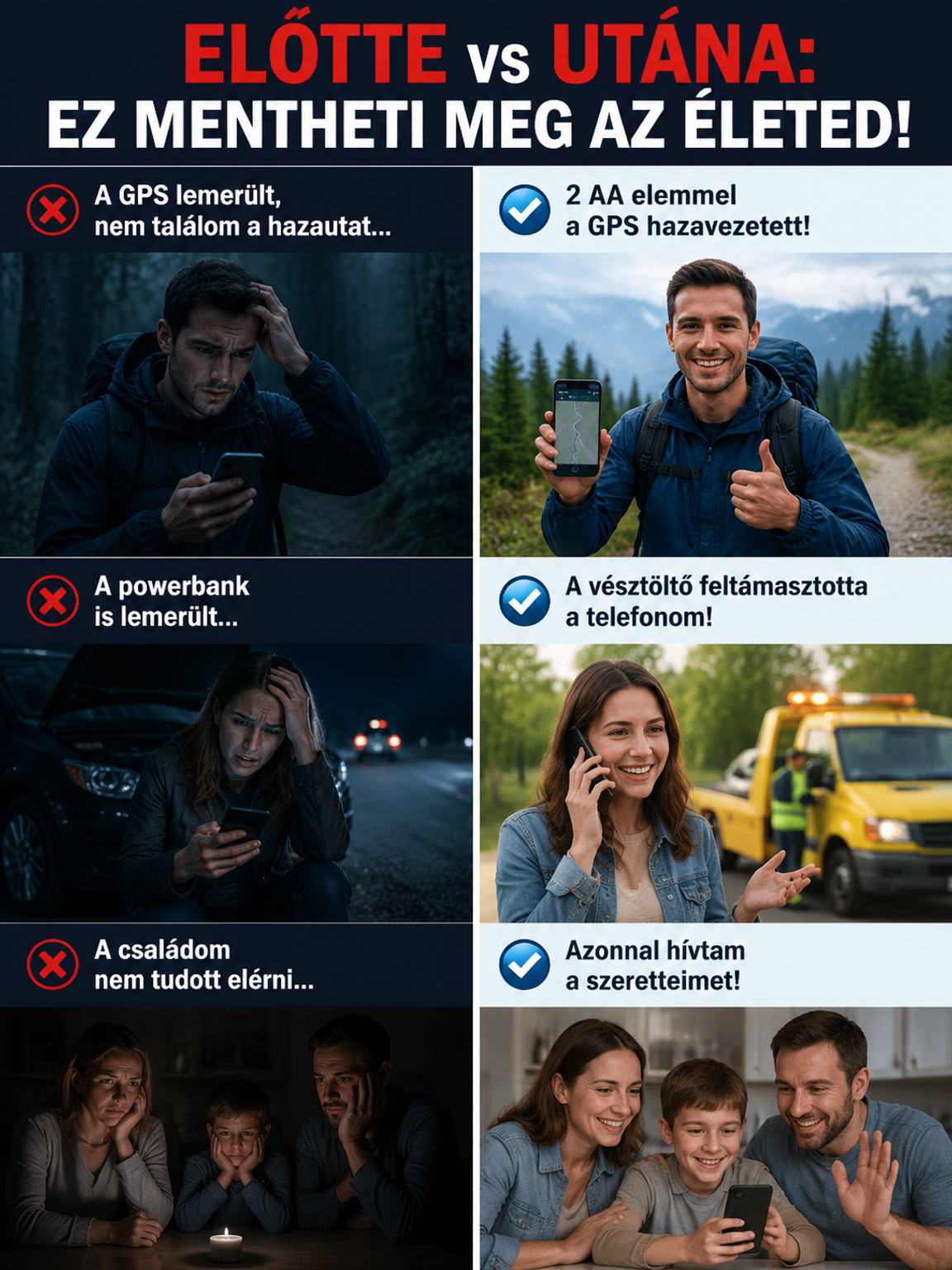 👍Kompakt Túlélő Powerbank | Hordozható Életmentő Autóba és Túrához (50% Akció)