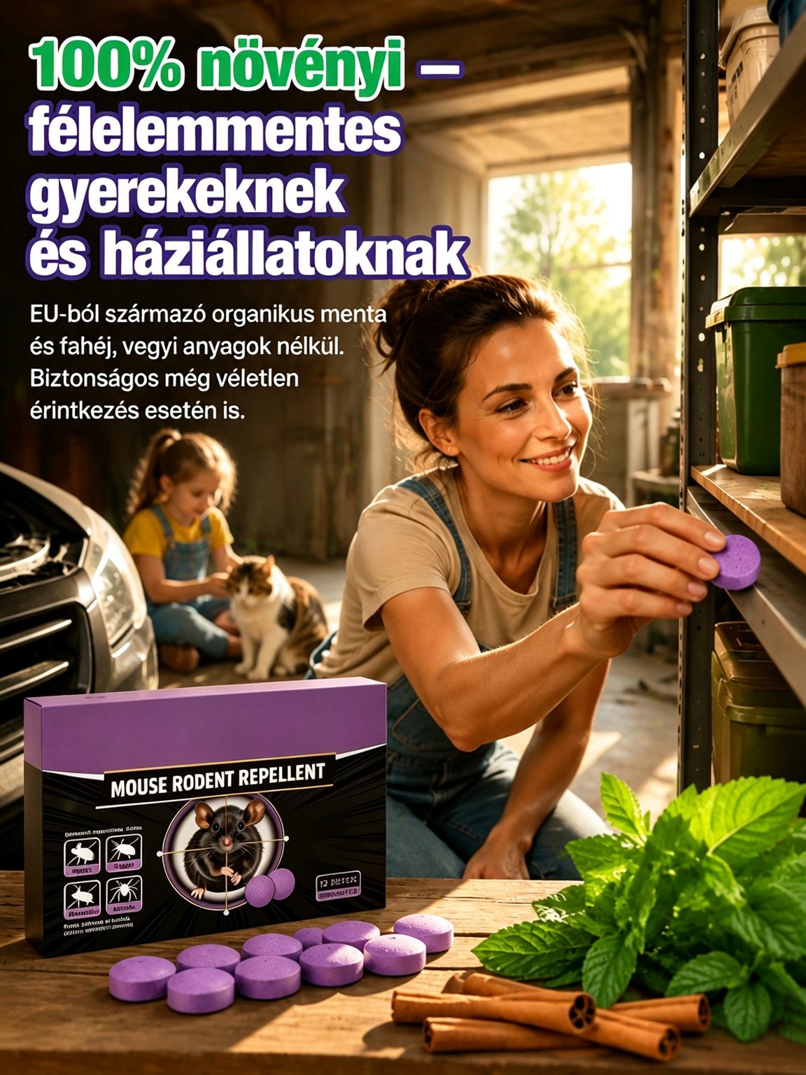 👍[50% AKCIÓ] 100% Növényi Rágcsálóűző – Biztonságos Védelem Gyerekek és Háziállatok Mellett