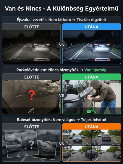 Nincs Több Vakfolt! 360° HD Autós Kamera (4 Lencse) | 24 Órás Őrség & Katonai Éjjellátó