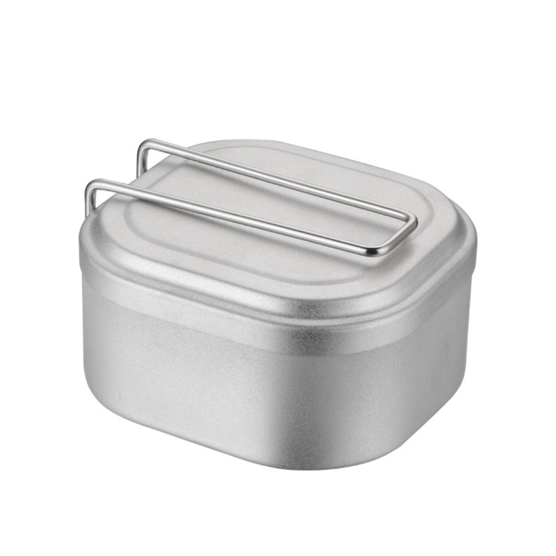 Square all-aluminum lunch box with handle