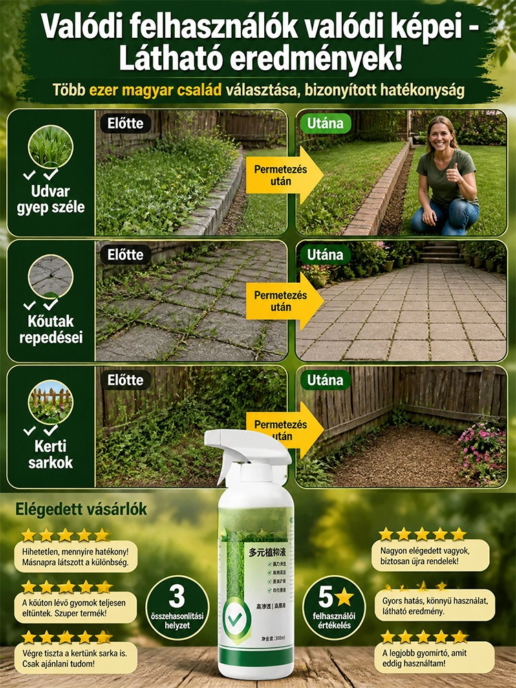 Gyorsan ható gyom- és bambuszirtó spray, egyetlen alkalmazással, 5 évig gyommentesen!