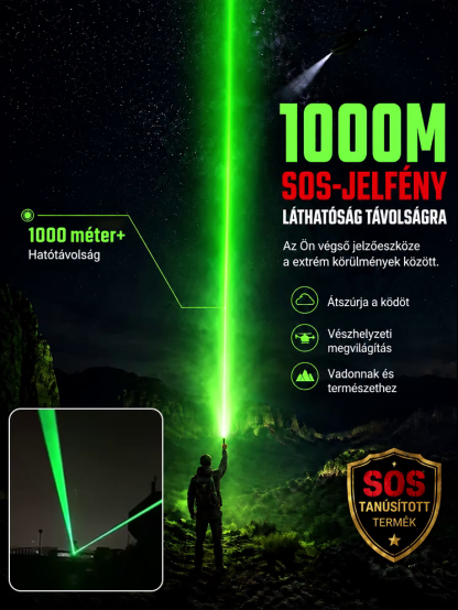 💡 2026-os új fehér lézeres zseblámpa – rendkívüli fényerő, nagy hatótáv!