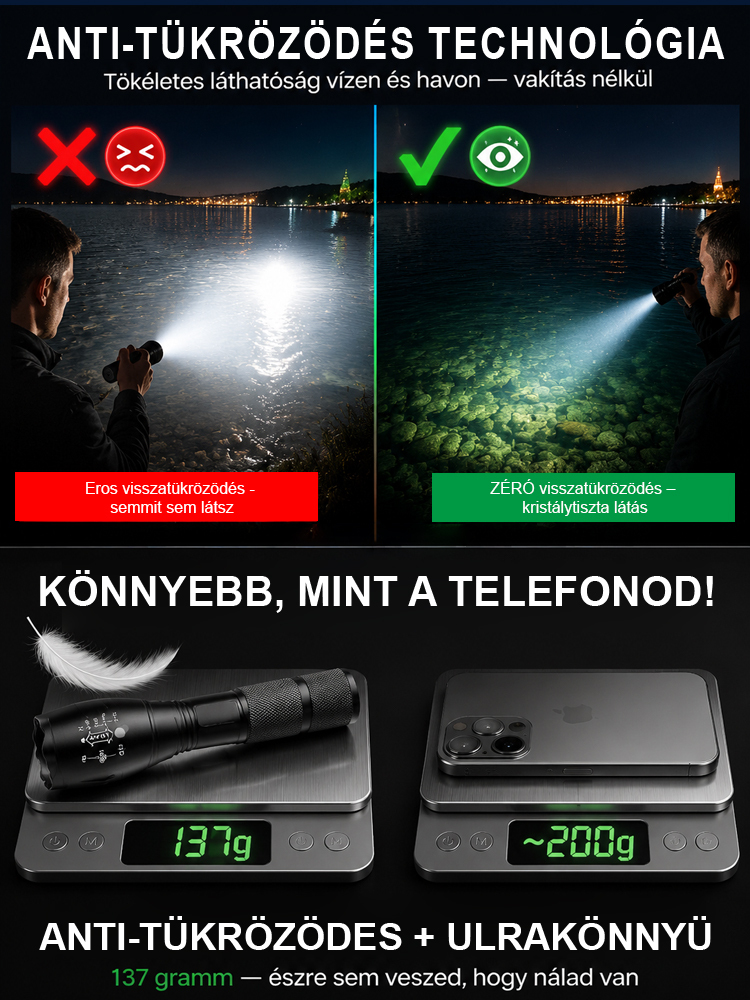💡 2026-os új fehér lézeres zseblámpa – rendkívüli fényerő, nagy hatótáv!
