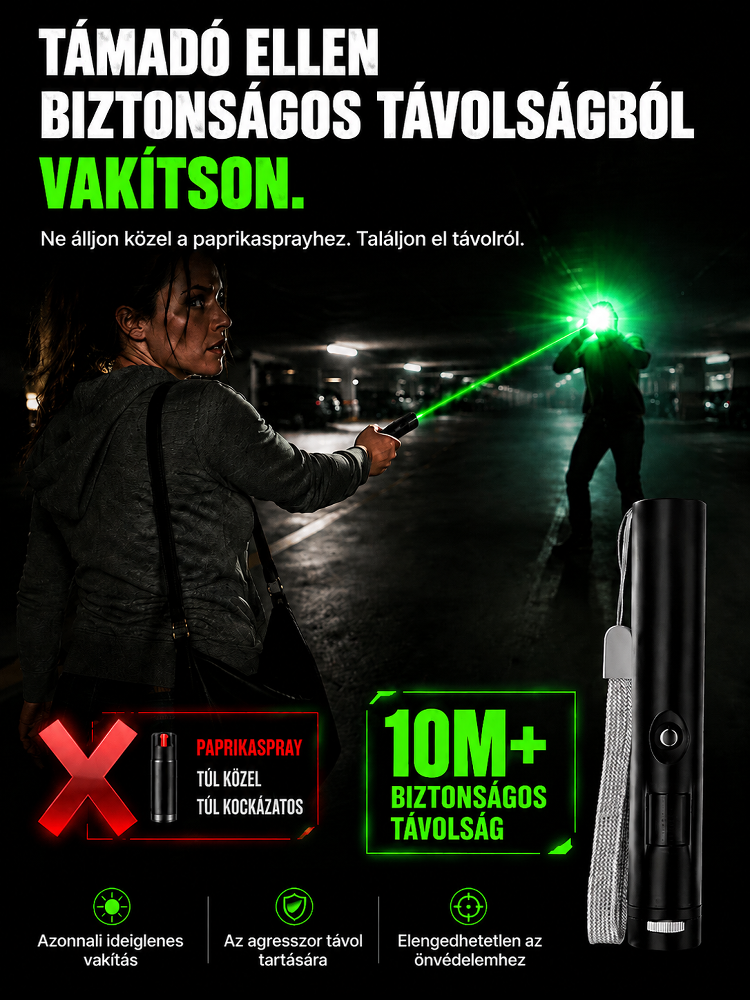 💡 2026-os új fehér lézeres zseblámpa – rendkívüli fényerő, nagy hatótáv!