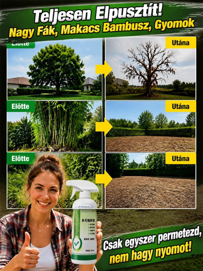 Gyorsan ható gyom- és bambuszirtó spray, egyetlen alkalmazással, 5 évig gyommentesen!