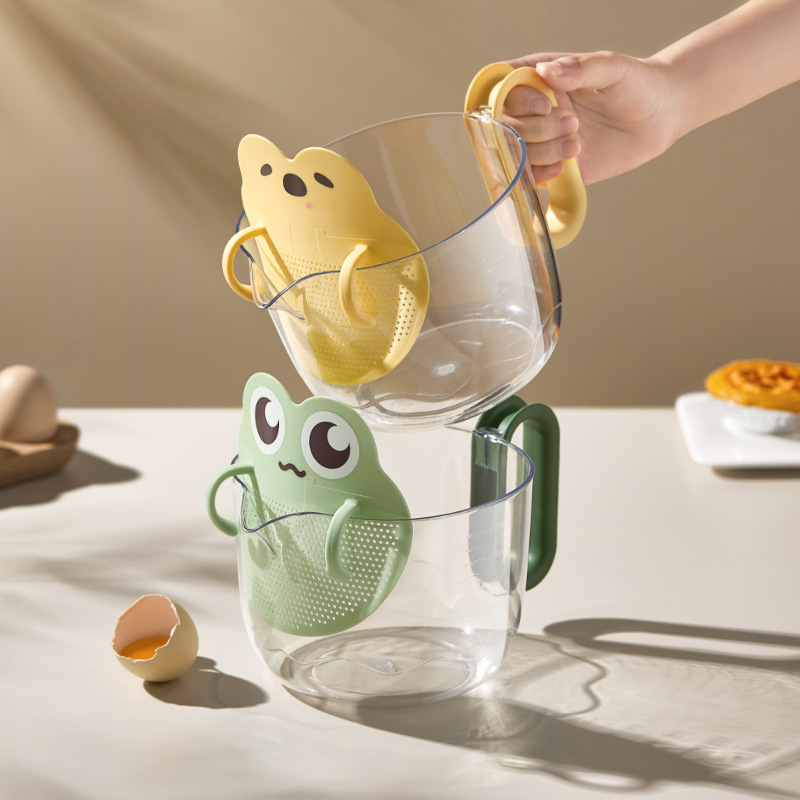 Uroczy kubek do filtrowania jajek i miarka 2 w 1