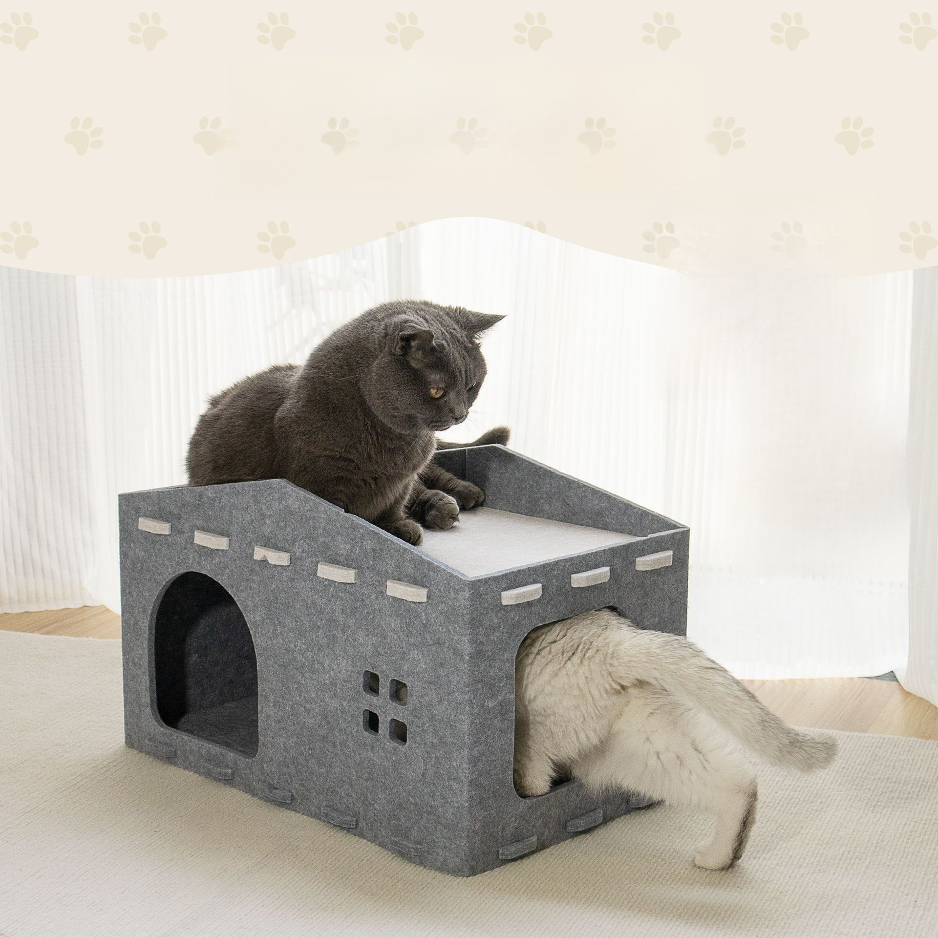 Trwałe legowisko dla kota w formie sofy willowej