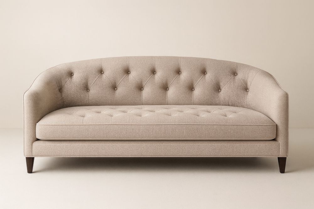 Canapé Tissu Beige avec Cadre en Bois