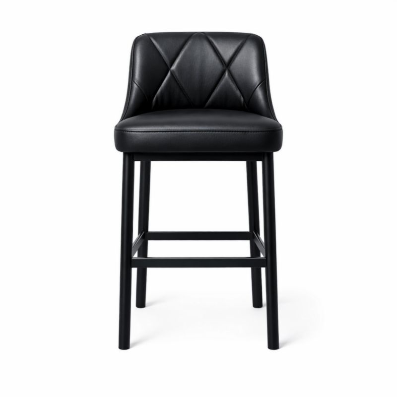 Tabouret de Bar en Similicuir Noir avec Dossier Rembourré