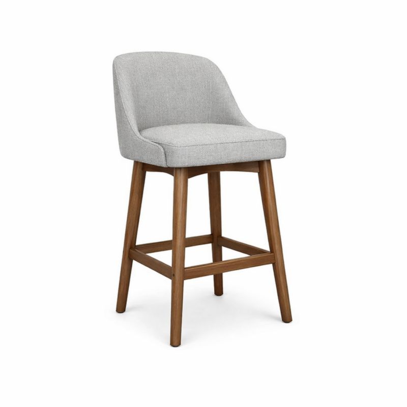 Chaise de Bar en Tissu Gris et Bois