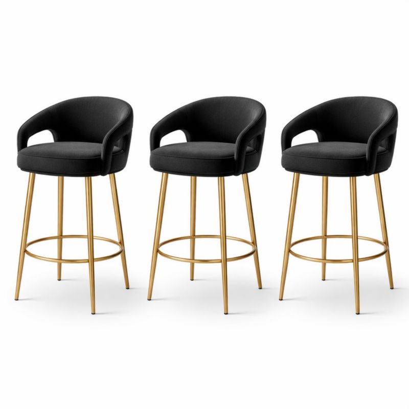 Tabourets de bar en métal noir et doré (lot de 3)