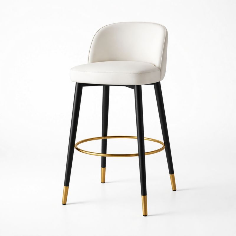 Tabouret de Bar en Similicuir avec Pieds Métalliques Noirs et Dorés